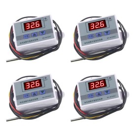 4PCS XH-W3002 10A Microcomputer Digital Temperature Controller Digital Display Thermostat Control Switch with NTC 10K Thermistor Sensors Digital Temperature Probe (12V)