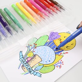 GColour 18 Colors Watercolor Markers, School and Art Suppliers, Back to School, Soft Nylon Brush Tips for Coloring, Calligraphy, Painting, Drawing