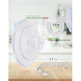 LUPYJI Suction Cup Hooks, Transparent PVC Removable Suction Cups for Glass Windows, Mirrors, Doors, Tiles (15 Pack)