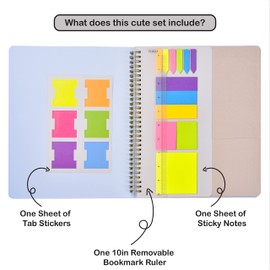 NELOVI Cute Large Spiral Notebook, 11" x 9.5" Journal with Durable Hardcover and 160 College Lined Pages- 100 gsm Thick Letter Size Paper(Blue Marble)