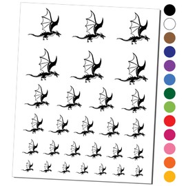 Fierce Flying Dragon Temporary Tattoo Water Resistant Fake Body Art Set Collection - White (One Sheet)