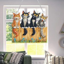 Yiminu.DS Diamond Painting Adults, Diamond Painting Pictures 5D Acrylic Diamond Painting Set Craft Set Window Garden Decor Craft Wall Decoration Cat