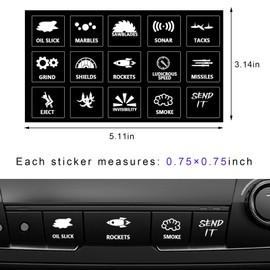 JUSTTOP 2PCS Novelty Stickers for Car or Truck Unused Button, Funny Dash Rocker Console Switch Decals with 15 Patterns, Waterproof Sticker Auto Interior Control Dash Button Labels