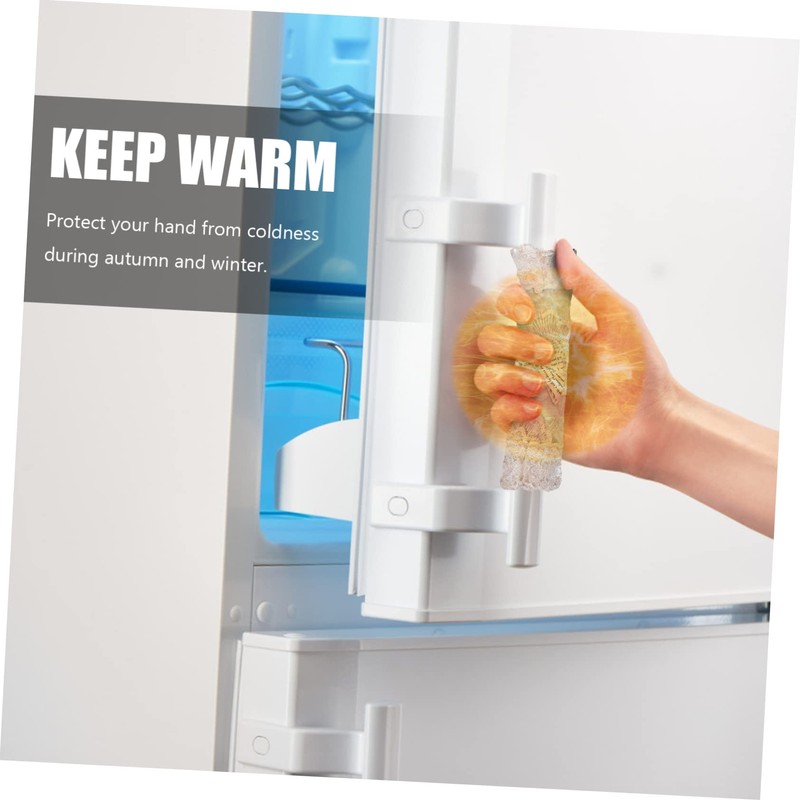 TEHAUX Fabric Door Handle Covers 2pcs Fridge Handle Protectors Lace