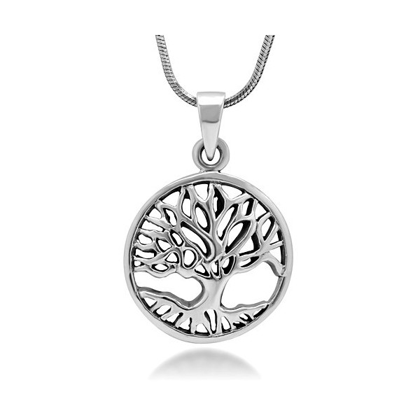 CHUVORA 925 Sterling Silver Tree of Life Symbol Open Round