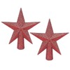 YYCRAFT 4 Inch Glitter Star Tree Topper Christmas Decoration-2 Pack,Red
