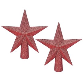 YYCRAFT 4 Inch Glitter Star Tree Topper Christmas Decoration-2 Pack,Red