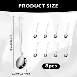 Leogony 8 PCS Small Spoons, Stainless Steel Mini Spoon for Dessert Coffee Spices