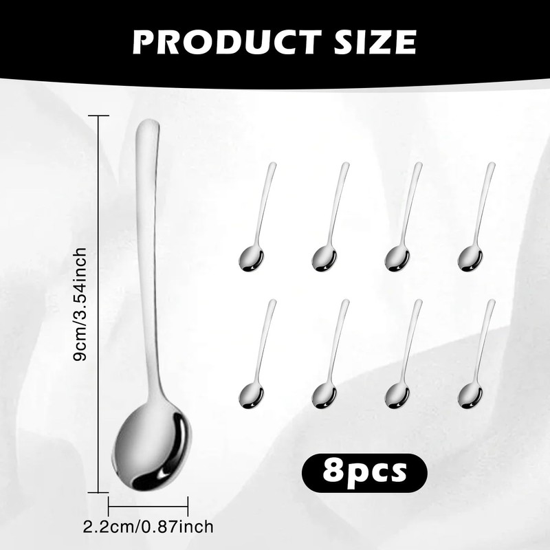 Leogony 8 PCS Small Spoons, Stainless Steel Mini Spoon for