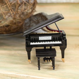 Broadway Gift Glossy Black Grand Piano 7 inch Miniature Replica Figurine Decoration
