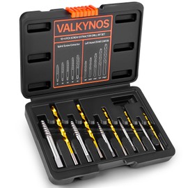 Valkynos 14 Pcs Screw Extractor Set, 35# Cr-Mo Alloy Steel & HSS Steel, Reverse Left Hand Drill Bits for Ez Out Removing Stripped, Broken Bolts, Stuck, Damaged Screws, Portable Storage Case