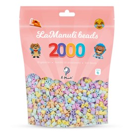 La Manuli Iron-On Beads Approx. 2000 Pieces Midi Beads in Resealable Bag Refill Set Craft Beads Compatible with Any Brand Beads 5 mm Beads (Pastel Colours)