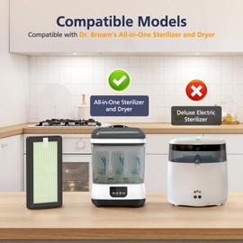 4 Pack HEPA Replacement Filter Compatible with Dr. Brown's All-in-One Sterilizer and Dryer for Baby Bottles and Pacifiers, Powerful Filtration Dryer Advanced Filter, 24-Month Value and Easy to Clean