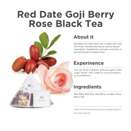 NESTLADY Red Date Goji Berry Rose Black Tea, Red dates, red rice, goji berry, longan, rose, Qimen black tea Combination tea, herbal tea, flower tea, 五红悦颜茶, healthy Nourishing Tea Bags 20 bags (140g, 7g/bag)…