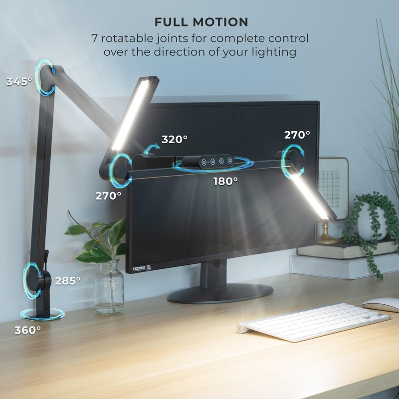 Mount-It! LED Desk Lamp with Adjustable Swing Arms and Clamp