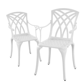 Withniture 2 Piece Cast Aluminum Outdoor Patio Dining Chairs, Patio Bistro Chairs White