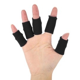 Pack of 10 Finger Wraps, Stretchy Flexible Finger Sleeve Support, Finger Protection, Sports Aid, Arthritis Band (Black)