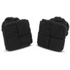 TEROON Black Silk Knot Square Cufflinks, Fabric