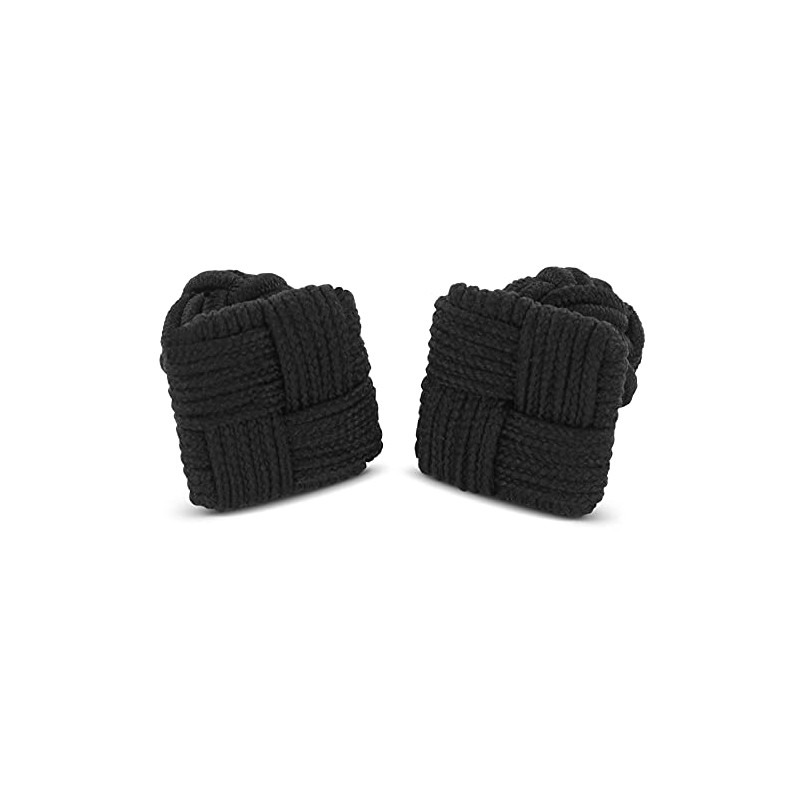 TEROON Black Silk Knot Square Cufflinks, Fabric