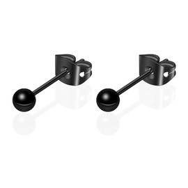 Artskin Ball Stud Earrings for Women Men Girls G23 Titanium Earrings Hypoallergenic Nickel Free 4mm Black Round Ball Earrings for Sensitive Ears (4mm, Black)