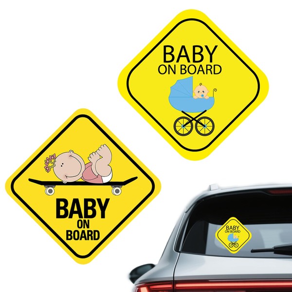PHIOMUUE 2 PCS Baby on Board Sticker for car,Baby on