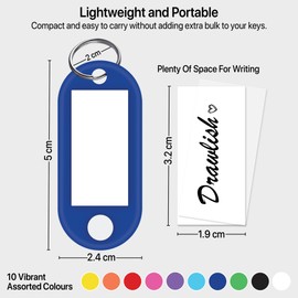 Key Tags with Labels - Pack of 35 Durable Key Fobs with Split Keyrings - 10 Colors Key Labels with Top Holes - Ideal for Luggage, Pet Name, Key Identification, & More