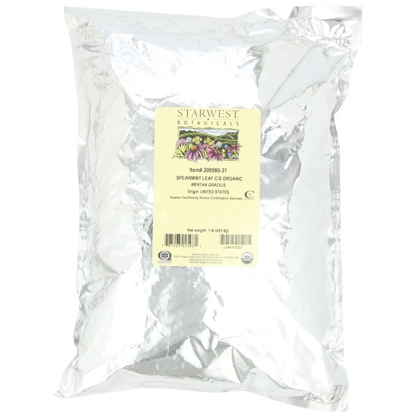 Starwest Botanicals Organic Spearmint Leaf Cut, 1-pound Bag