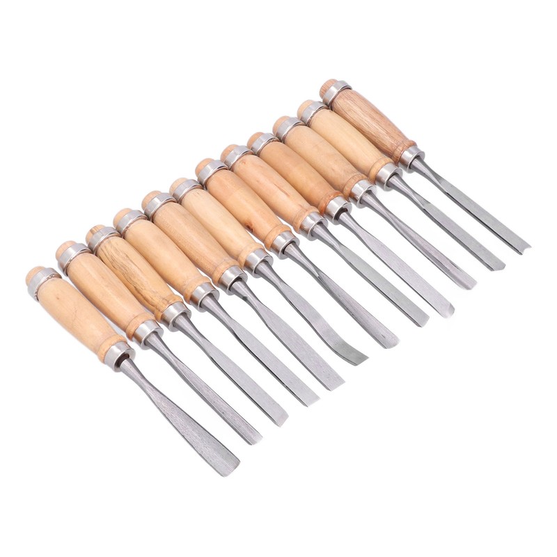 12Pcs Wood Turning Chisels Wood Grooves Parting Tools Set Woodworking