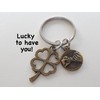 Bronze Four Leaf Clover Charm Keychain with Pinky Promise Charm