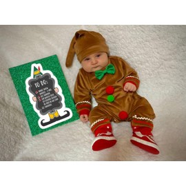 Infant Baby Christmas Outfit Gingerbread Romper Jumpsuit Ginger Bread Clothes 3 Months Boys Girls Brown Xmas Romper Unisex Long Sleeve Bodysuit with Hat 0-6 Months