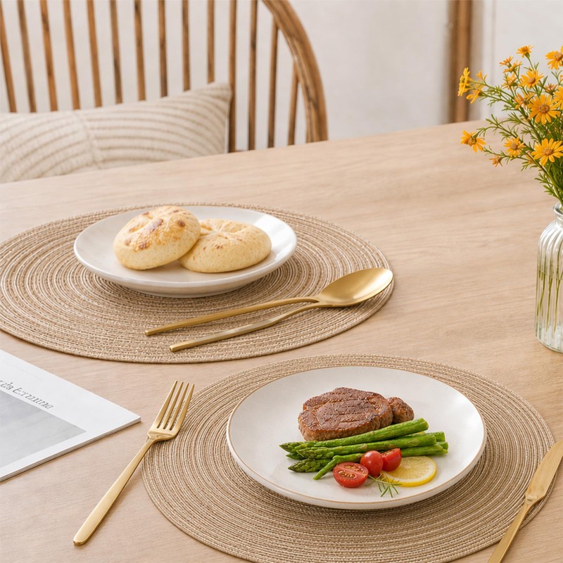KASURE 8 Pieces Round Placemats Set, 30 cm Placemats(4) and