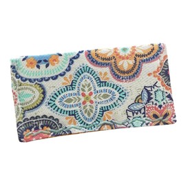 Fabric Checkbook Case, Folk Pattern Fabric check cover, Billfold Wallet