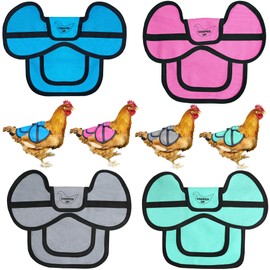 COOPED UP Canvas Chicken Saddle for Medium-Large Hens with Larger Wing Cover and Adjustable Straps - Variety, 4 Pack