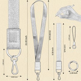 Wristlet Strap and Neck Lanyards,keychain Set for ID Badges Holder,Wallet, Key Chain ，lanyard of Various products。 (White leaves)