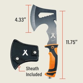Bear Grylls Ultimate Hatchet, Full Tang Axe for Camping, Survival, and Backpacking, Includes Sheath, Bottle Opener, Hammer, and Hex Wrench, 3cr13 Stainless Steel - Black Oxide