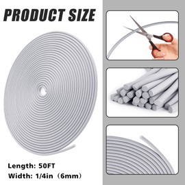 U0U 50 Ft Backer Rod 1/4 Inch,Foam Backer Rod Caulk Saver for Gaps and Joint Concrete Filling, Grey Weather Strip Seal Concrete Expansion Joint Filler