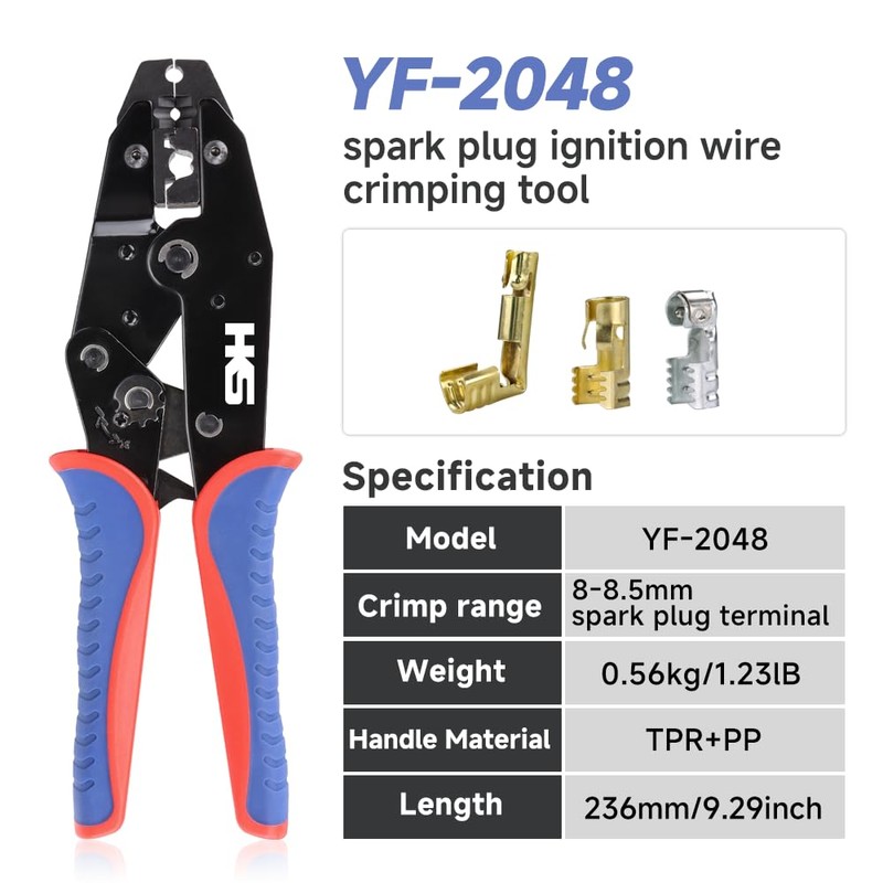 Spark Plug Wire Crimping Tool Kit for Ignition Cables, Ratcheting