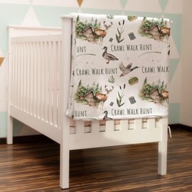 HawSkgFub Crawl Walk Hunt Mallard Duck Deer Baby Blanket Boys Shower Gift, Wild Animal Hunting Flannel Fleece Nursery Bed Receiving Swaddle, Soft Lightweight Newborn Infant Toddler Crib Bedding 30x40