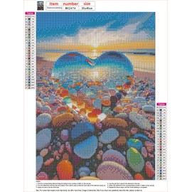 QENSPE 5D Diamond Painting Kits for Adults, Crystal Heart Diamond Art Kits Full Drill Beach Diamond Painting Sunset Kit for Kids Beginners, DIY Crystal Picture Art for Home Wall Decor 30x40cm