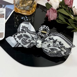 Haarspange mit Schleifenknoten, französisches Paisleymuster, große Haarspangen, Styling-Zubehör für Damen, Weiß