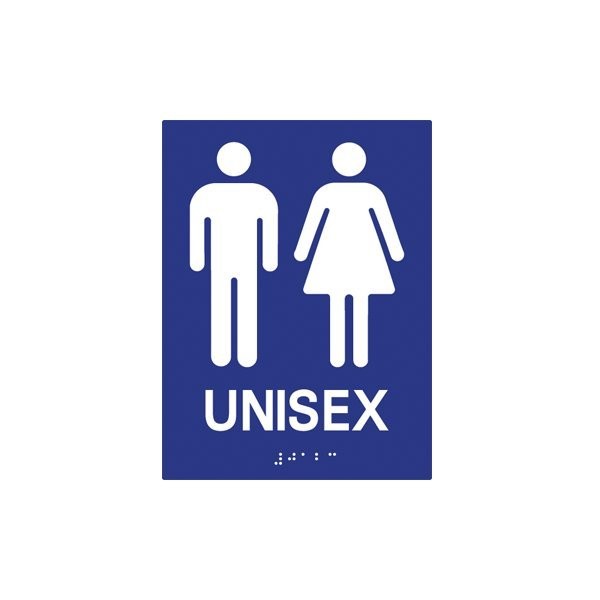 ADA Compliant Unisex Restroom Wall Sign - 6x8 - With