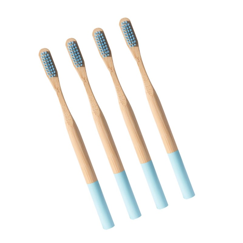 KOMBIUDA Bamboo Toothbrushes 4pcs Set Soft Bristles Wooden Handles Perfect