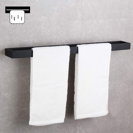 GERZWY 24-Inch Bathroom Towel Bar Stainless Steel Bath Towel Rack Contemporary Style Wall Mount Matte Black HG1701(60)-BK