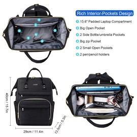 LOVEVOOK Nurse Backpack Laptop Backpack for Women with Stethoscope Case & USB Charging Port Anti Theft Travel Backpacks Doctor Bag Fits 15.6 Inch Laptop and Notebook, Black