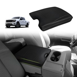 Muslogy Center Console Armrest Cover Compatible with Ford F-150 F150 2015-2025&F250 F350 F450 2017-2026 Comfort Armrest Pad Arm Rest Cushion Vegan Leather Protector 1-Inch Extra Thick(Jump Seat ONLY)