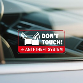 YIKIADA Anti-Theft System Car Sticker 4 × 2 Inches Don't Touch Self Adhesive Vinyl Vehicle Windows Safety Warning Decals GPS Tracking System Equipped Waterproof Door Cling 10 Pack