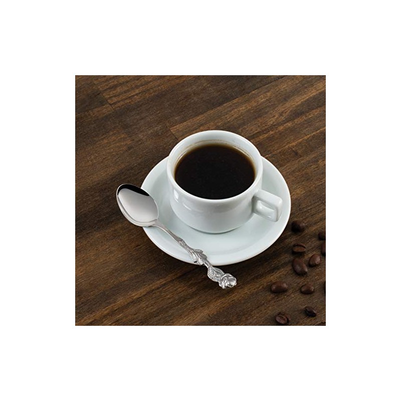 Fino Demi Spoon, Stainless Steel, Rose Design, For Everyday Coffee,