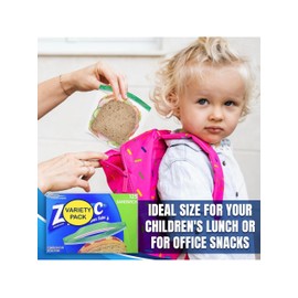 Ziplock-Bags, (347 Bags Totsl) Variety Pack, 52 Storage Gallon Bags - 50 Storage Quart Bags - 120 Snack Bags - 125 Sandwich Bags, Clear