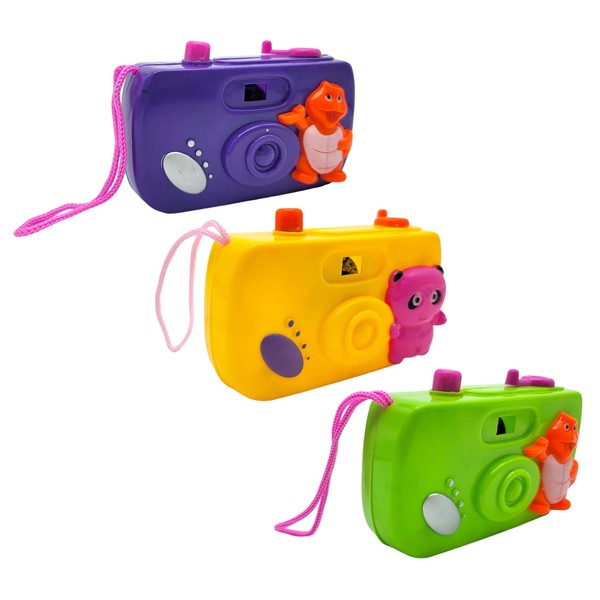 Kid's Pretend Animal Theme Camera Toy Set ( Pack) Colorful Cameras with 8 Wild Animal Images (3)
