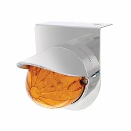 United Pacific 37454 Stainless Light Bracket w/ 19 LED Bullet Style Grakon 1000 Light & Visor - Amber LED/Amber Lens